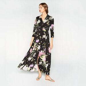 ZARA MAXI DRESS WITH FLORAL PRINT bloggers favourite size small flower